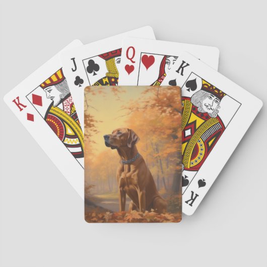 Rhodesian Ridgeback im Herbstlaubfall inspiriert Spielkarten (Rückseite)