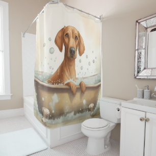Rhodesian Ridgeback in der Badewanne Aquarell-Hund Duschvorhang