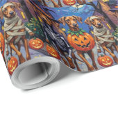 Rhodesian Ridgeback in Halloween-Kostümen Geschenkpapier (Rolleneckpunkt)