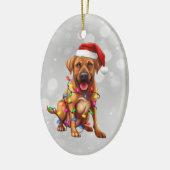 Rhodesian Ridgeback in Weihnachtsbeleuchtung rasie Keramik Ornament (Links)