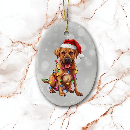 Rhodesian Ridgeback in Weihnachtsbeleuchtung rasie Keramik Ornament