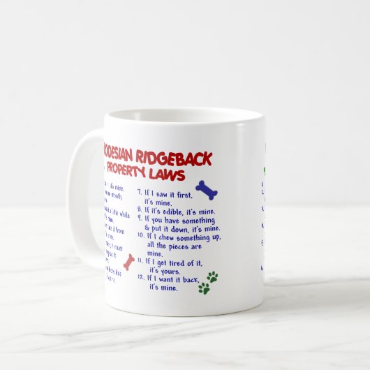 RHODESIAN RIDGEBACK KAFFEETASSE (Vorderseite Links)