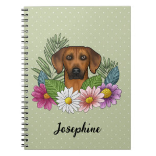 Rhodesian Ridgeback Kopf Bunte Blumen Und Name Notizblock
