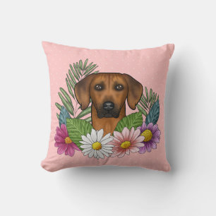 Rhodesian Ridgeback Kopf und sommerliche Wildblume Kissen
