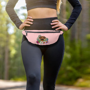 Rhodesian Ridgeback Kopffarbige Blume auf rosa Bauchtasche