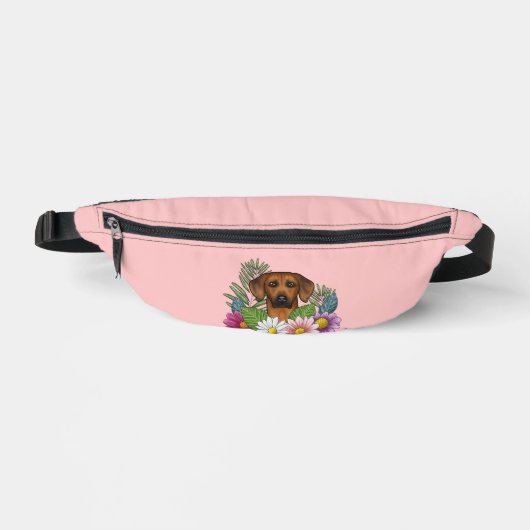 Rhodesian Ridgeback Kopffarbige Blume auf rosa Bauchtasche (Vorderseite)