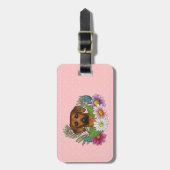 Rhodesian Ridgeback Kopffarbige Blume auf rosa Gepäckanhänger (Vorderseite vertikal)