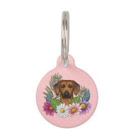 Rhodesian Ridgeback Kopffarbige Blume auf rosa Haustiermarke