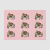 Rhodesian Ridgeback Kopffarbige Blume auf rosa Seidenpapier (Vorderseite)