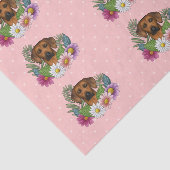 Rhodesian Ridgeback Kopffarbige Blume auf rosa Seidenpapier (Ausschnitt)
