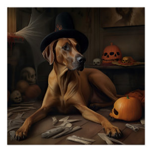 Rhodesian Ridgeback Kürbisse Halloween Gruselig Poster