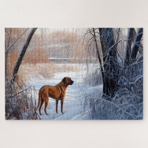 Rhodesian Ridgeback Lass es schneien Weihnachten Puzzle