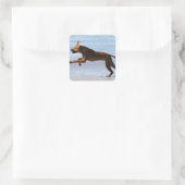 Rhodesian Ridgeback - Leap Quadratischer Aufkleber (Tasche)