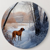 Rhodesian Ridgeback Let It Snow Christmas Button (Vorderseite)