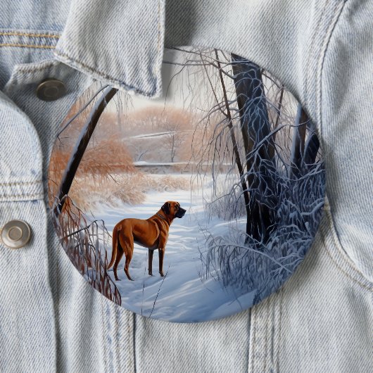 Rhodesian Ridgeback Let It Snow Christmas Button (Beispiel)