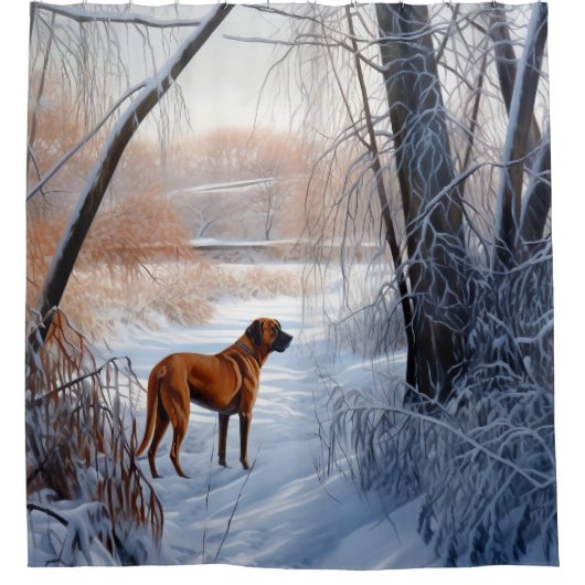 Rhodesian Ridgeback Let It Snow Christmas Duschvorhang (Vorderseite)