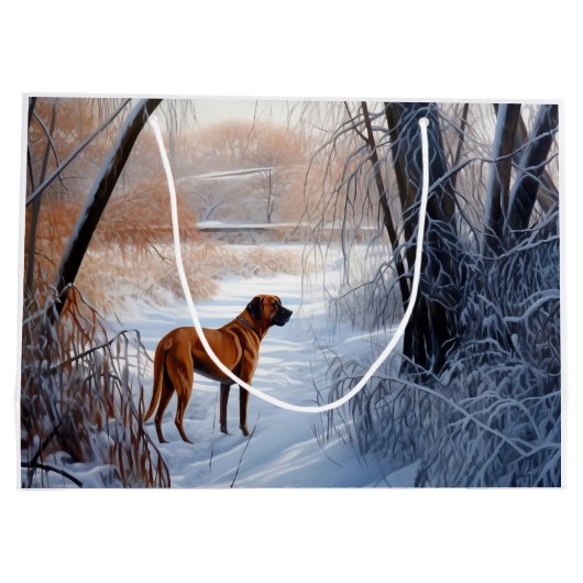 Rhodesian Ridgeback Let It Snow Christmas Große Geschenktüte (Rückseite)