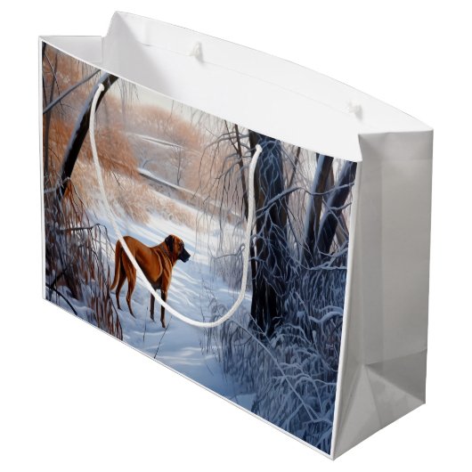 Rhodesian Ridgeback Let It Snow Christmas Große Geschenktüte (Rückseite Schrägansicht)