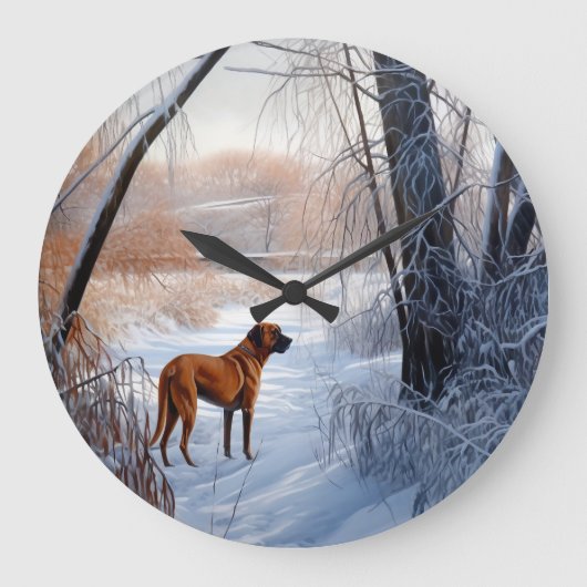 Rhodesian Ridgeback Let It Snow Christmas Große Wanduhr (Vorderseite)