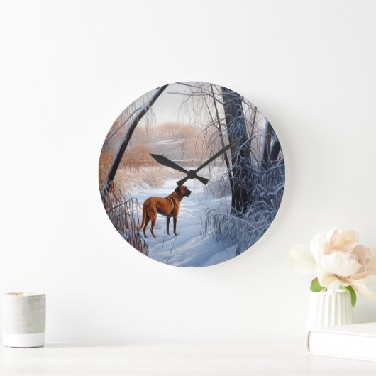 Rhodesian Ridgeback Let It Snow Christmas Große Wanduhr (Zuhause)