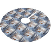 Rhodesian Ridgeback Let It Snow Christmas Polyester Weihnachtsbaumdecke (Schrägansicht)