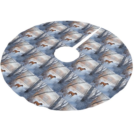 Rhodesian Ridgeback Let It Snow Christmas Polyester Weihnachtsbaumdecke (Schrägansicht)