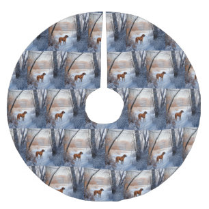 Rhodesian Ridgeback Let It Snow Christmas Polyester Weihnachtsbaumdecke