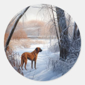 Rhodesian Ridgeback Let It Snow Christmas Runder Aufkleber (Vorderseite)