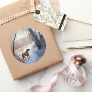 Rhodesian Ridgeback Let It Snow Christmas Runder Aufkleber