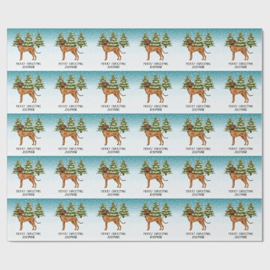 Rhodesian Ridgeback Lion Dog Snowy Winterwald Geschenkpapier (Flach)