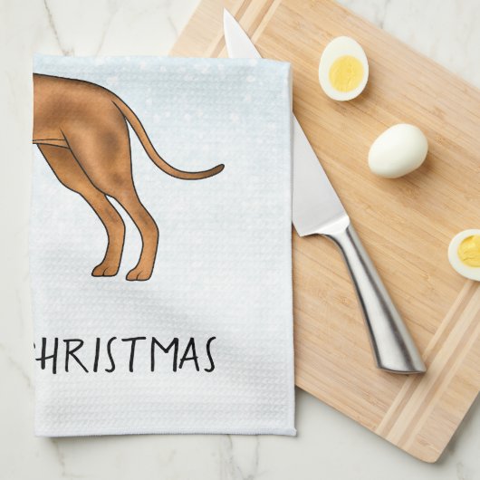 Rhodesian Ridgeback Lion Dog Snowy Winterwald Geschirrtuch (Viertel Falte)