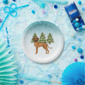 Rhodesian Ridgeback Lion Dog Snowy Winterwald Pappteller (Party)