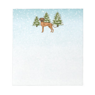 Rhodesian Ridgeback Löwen Hund Schnee Winter Wald Notizblock