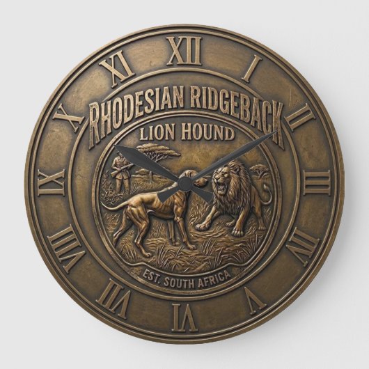 Rhodesian Ridgeback Löwenhund Kunst Große Wanduhr (Vorderseite)