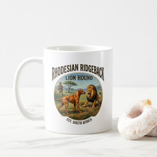 Rhodesian Ridgeback Löwenhund Kunst Kaffeetasse (Mit Donut)