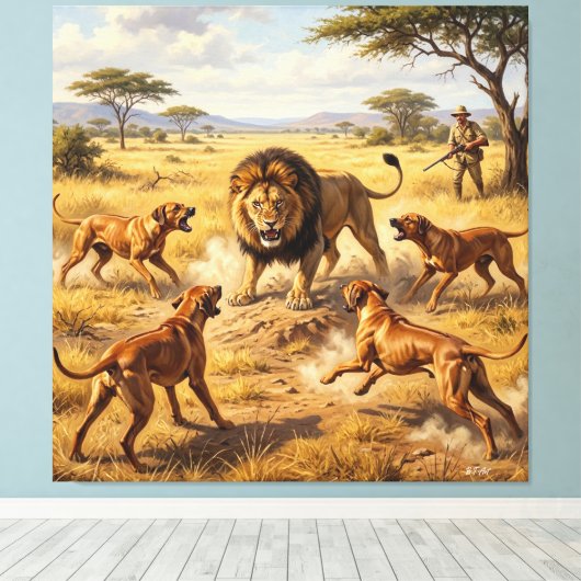 Rhodesian Ridgeback Löwenhund Kunst Leinwanddruck (Insitu (Holzboden))