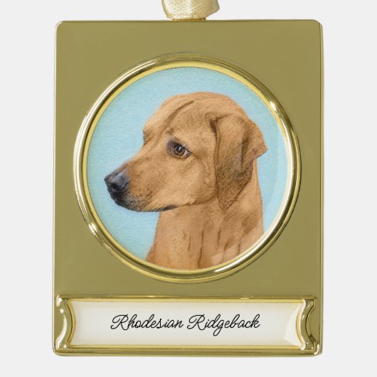 Rhodesian Ridgeback Malerei - Original Dog Art Go Banner-Ornament Gold (Vorderseite)