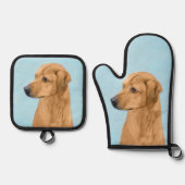 Rhodesian Ridgeback Malerei Red Wheaten Dog Art Ofenhandschuh & Topflappen-Set (Vorderseite)