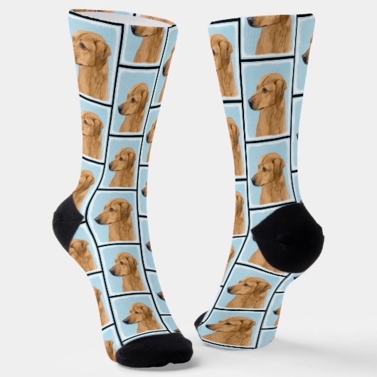 Rhodesian Ridgeback Malerei Red Wheaten Dog Art Socken (Gewinkelt)