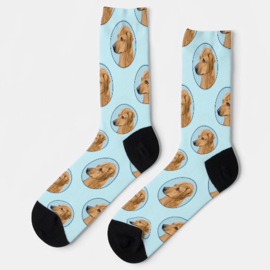 Rhodesian Ridgeback Malerei Red Wheaten Dog Art Socken (Linkes Detail)