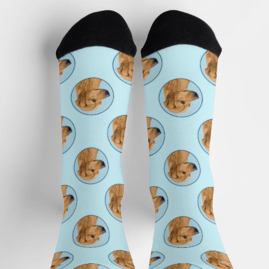 Rhodesian Ridgeback Malerei Red Wheaten Dog Art Socken (Oben)