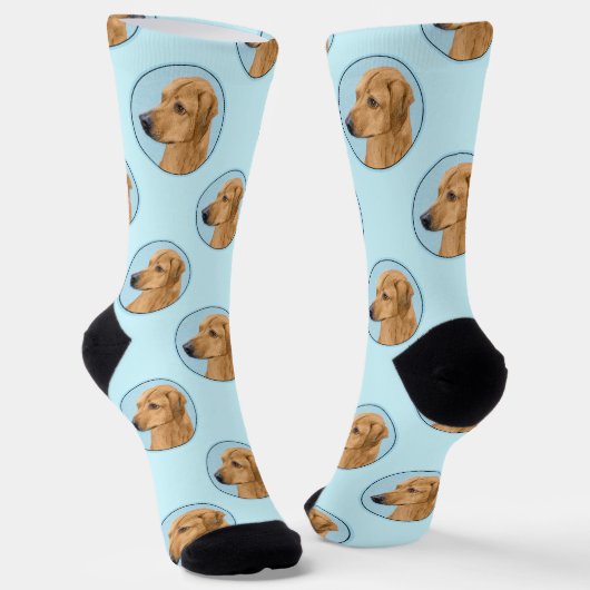 Rhodesian Ridgeback Malerei Red Wheaten Dog Art Socken (Gewinkelt)