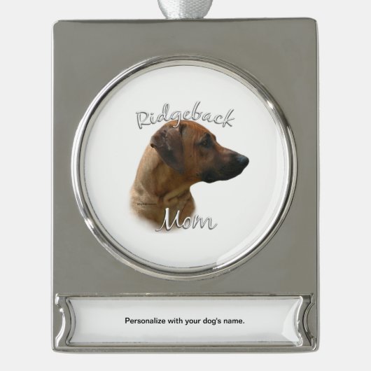 Rhodesian Ridgeback Mama 2 Banner-Ornament Silber (Vorderseite)