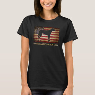 Rhodesian Ridgeback Mama Vintag American Flag Patr T-Shirt