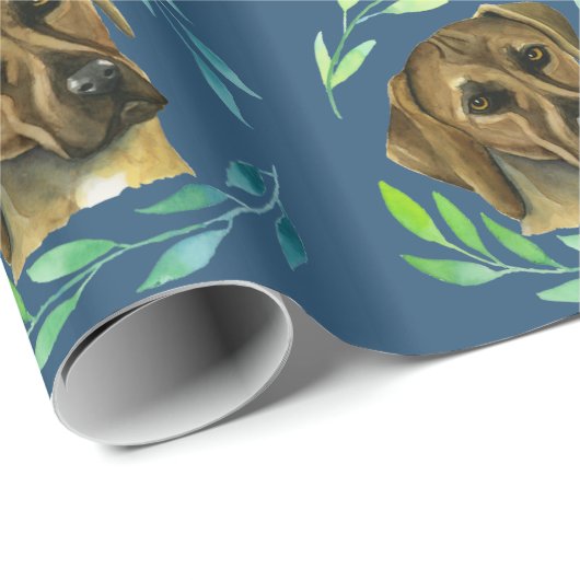 Rhodesian Ridgeback mit einem Kranz-Aquarell Geschenkpapier (Rolleneckpunkt)