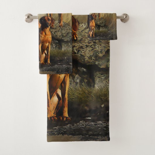 Rhodesian Ridgeback mit Löwe Badhandtuch Set (Insitu)