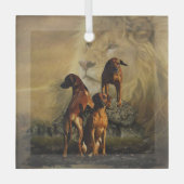 Rhodesian Ridgeback mit Löwe Ornament Aus Glas (Vorderseite)