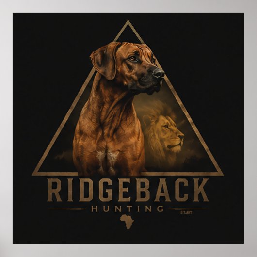 Rhodesian Ridgeback mit Löwe Poster (Vorne)