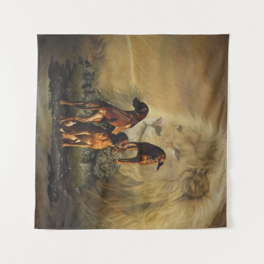 Rhodesian Ridgeback mit Löwe Wandteppich (Vorderseite (Horizontal))