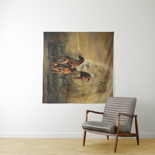 Rhodesian Ridgeback mit Löwe Wandteppich (Beispiel (Horizontal))